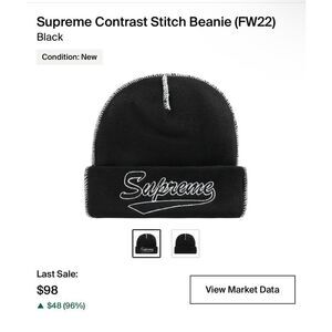 Supreme Contrast Stich Beanie (FW22) “Black”